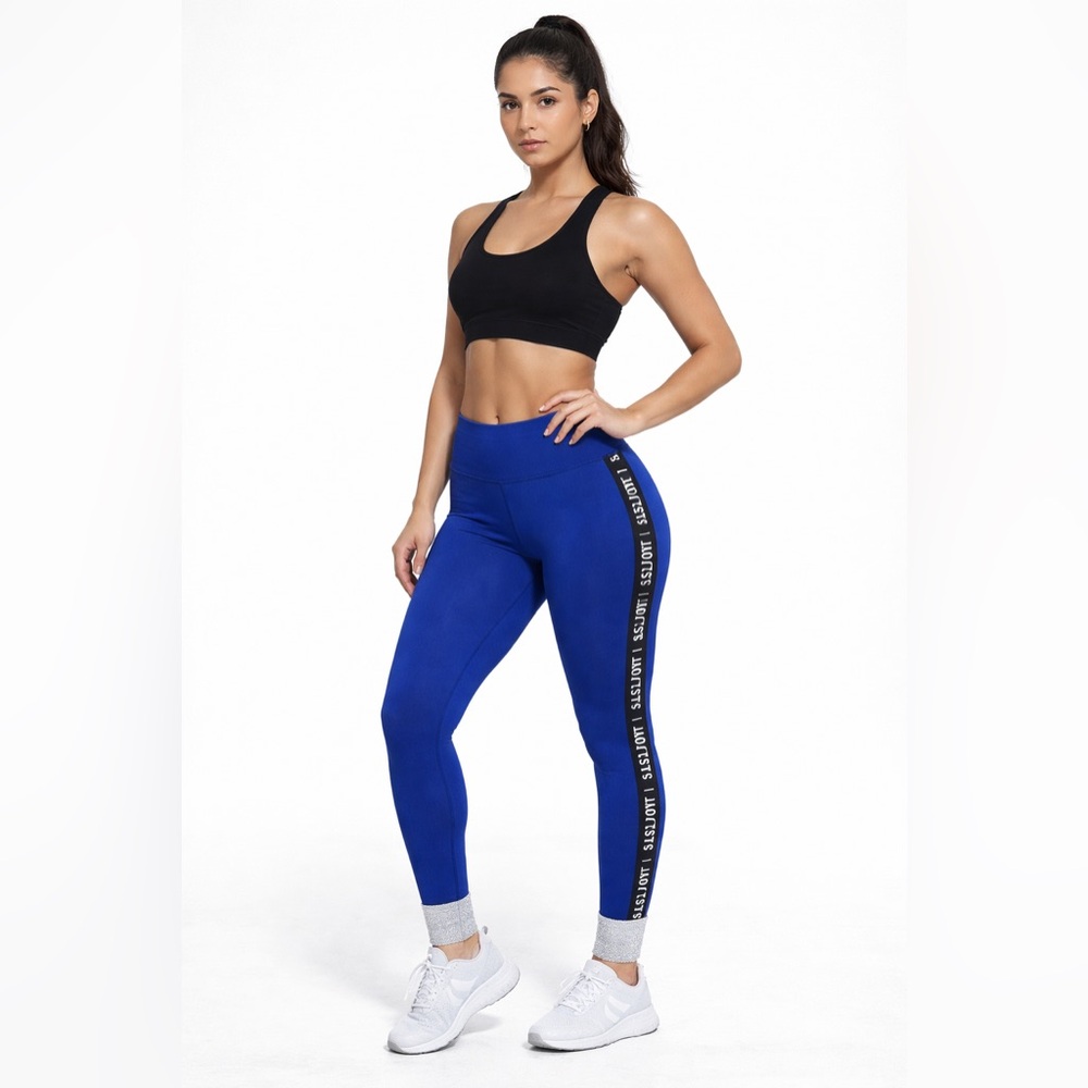Nike Dri-FIT Just Do It Tape Leggings Blue High Rise Size S